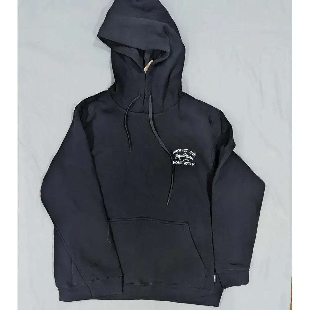 Patagonia Hoodie L Black “Protect Our Home Water” Trout Embroidered Pullover - Picture 1 of 6